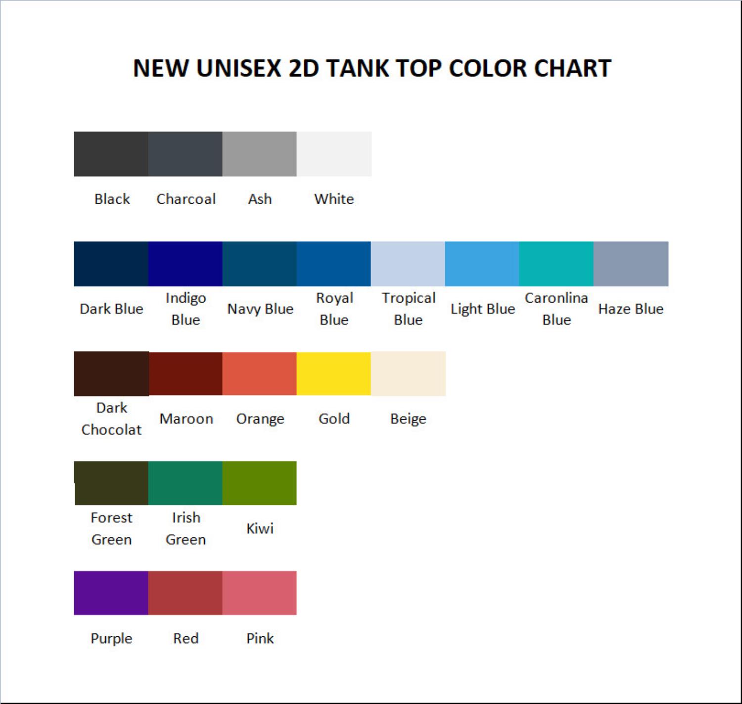 tank top color chart - Tyler Childers Shop